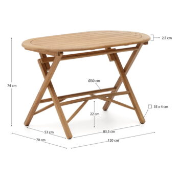 Záhradný jedálenský stôl z masívu akácie 70x120 cm Dandara – Kave Home – Obrázok 4