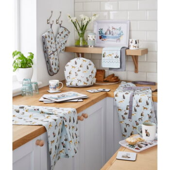 Modrá bavlnená zástera Cooksmart ® Curious Cats – Obrázok 4
