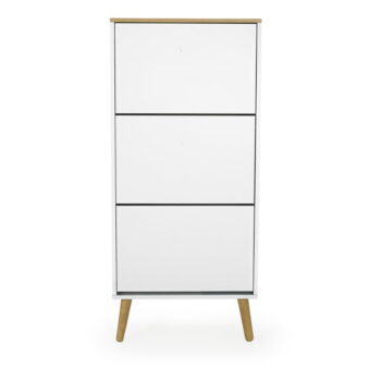 Biela skrinka na topánky s detailmi v dekore dubového dreva s 3 výkopy Tenzo Dot - Image 2