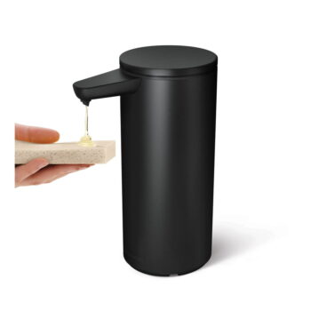 Matne čierny bezdotykový oceľový dávkovač mydla 414 ml – simplehuman - Image 11