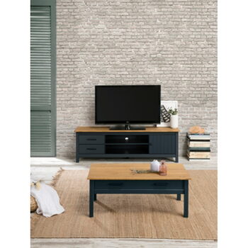 Tmavomodrý konferenčný stolík z borovicového dreva 55x100 cm Miranda – Marckeric - Image 5