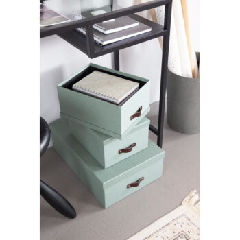 Kartónové úložné boxy s vekom v mentolovej farbe v súprave 3 ks 31x47x15 cm Inge – Bigso Box of Sweden - Image 3