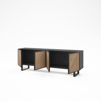TV stolík v dekore duba v čierno-prírodnej farbe 161x55x35 cm Alana – Marckeric - Image 5