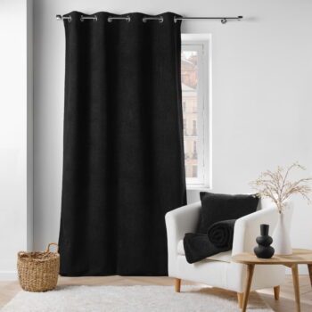 Čierny záves z materiálu buklé 140x240 cm Wooly – douceur d'intérieur - Image 4