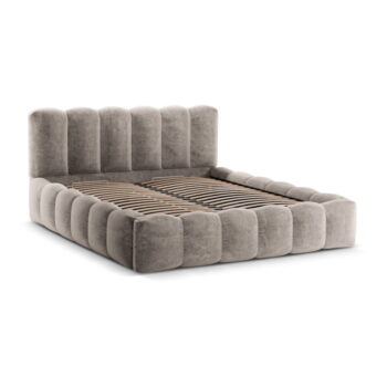Svetlohnedá čalúnená dvojlôžková posteľ s úložným priestorom a roštom 180x200 cm Lupine – Micadoni Home