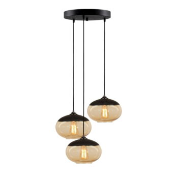 Závesné svietidlo v okrovo žltej a čiernej farbe so skleneným tienidlom ø 50 cm Camini – Opviq lights - Image 2