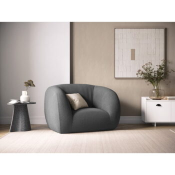 Sivé kreslo z textílie buklé Essen – Cosmopolitan Design - Image 5