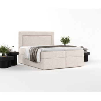Béžová boxspring posteľ s úložným priestorom 200x200 cm Imagine – Maison de Rêve - Image 9