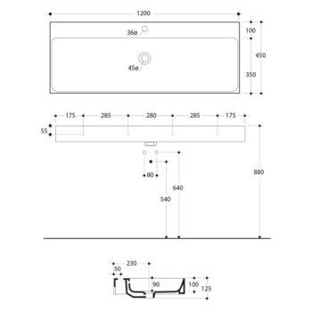 Biele keramické dvojumývadlo 120x45 cm Cento – Sapho – Obrázok 3