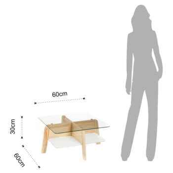 Konferenčný stolík so sklenenou doskou v prírodnej farbe 60x60 cm Varm – Tomasucci - Image 4