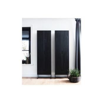 Čierna šatníková skriňa z jaseňového dreva 60x210 cm Silas – WOOOD - Image 6