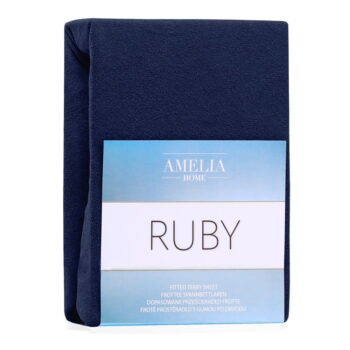 Tmavomodrá elastická plachta na dvojlôžko AmeliaHome Ruby Siesta, 220-240 x 220 cm - Image 3