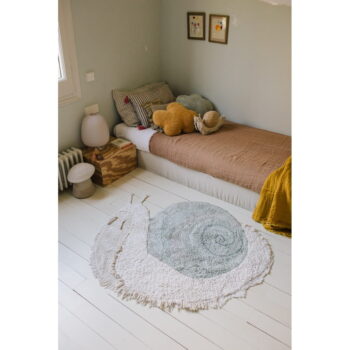 Prateľný ručne tkaný bavlnený detský koberec v mentolovo-svetlo šedej farbe 100x120 cm Snail – Lorena Canals – Obrázok 3
