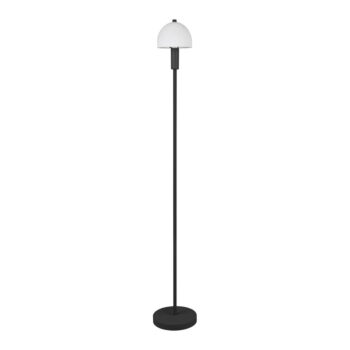 Čierna stojacia lampa so skleneným tienidlom (výška 120 cm) Glenn – Trio