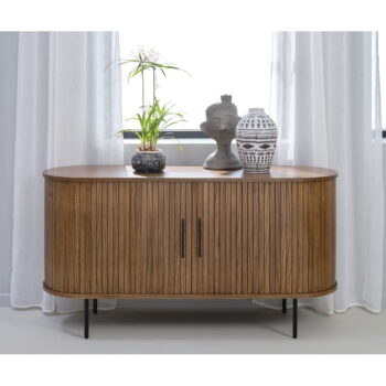 Hnedá nízka komoda v dekore duba s posuvnými dverami 140x76 cm Nola – Unique Furniture – Obrázok 5