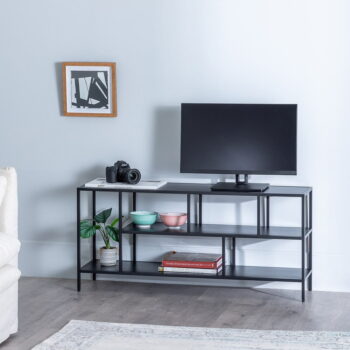 Čierny oceľový TV stolík 120x55 cm – Ixia – Obrázok 2