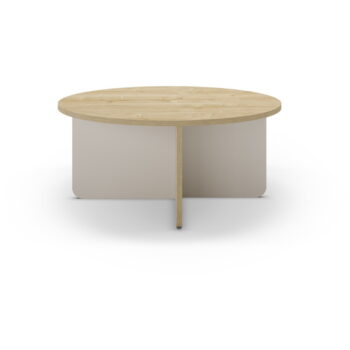 Okrúhly konferenčný stolík v krémovo-prírodnej farbe ø 80 cm Hillary – Marckeric - Image 3