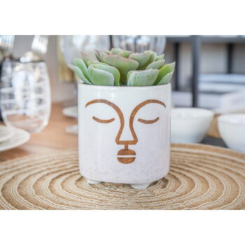 Bielo-ružový keramický kvetináč Kitchen Craft Terracotta Face - Image 3