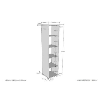 Tmavosivá detská knižnica 46x195 cm London – Vipack – Obrázok 3