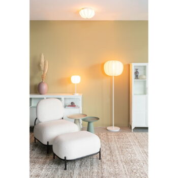 Biela stolová lampa s textilným tienidlom (výška 42 cm) – White Label – Obrázok 4