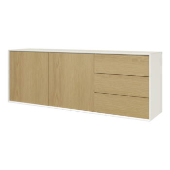 Nízka závesná komoda v dekore duba v bielej a prírodnej farbe 168x61 cm Wall – Tenzo - Image 5