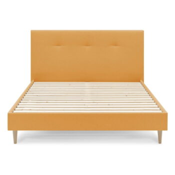 Žltá čalúnená dvojlôžková posteľ s roštom 160x200 cm Tory - Bobochic Paris – Obrázok 2