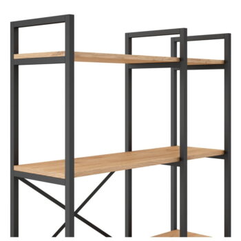 Čierny/prírodný regál v dekore duba 87,5x175 cm Dusan – Marckeric - Image 4
