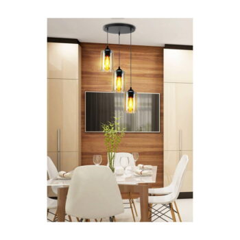 Čierne závesné svietidlo so skleneným tienidlom Bistro - Candellux Lighting - Image 3