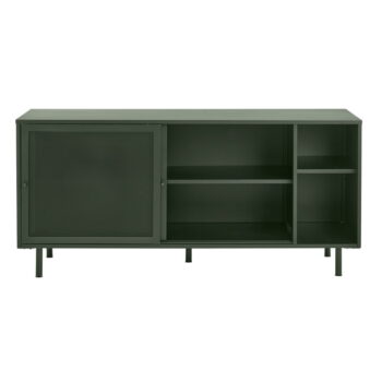 Tmavozelená kovová nízka komoda s posuvnými dverami 160x75 cm Veep – Unique Furniture - Image 2