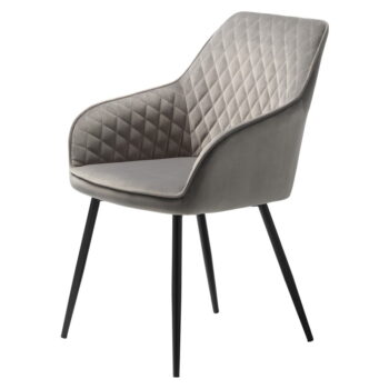 Sivá zamatová jedálenská stolička Unique Furniture Milton – Obrázok 3