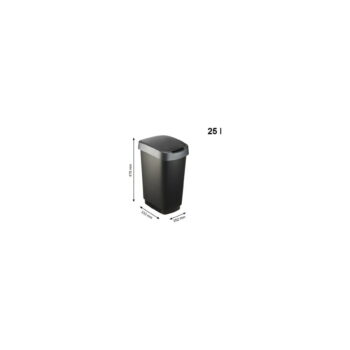 Odpadkový kôš z recyklovaného plastu v strieborno-čiernej farbe 25 l Twist - Rotho - Image 6