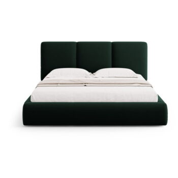 Tmavozelená zamatová čalúnená dvojlôžková posteľ s úložným priestorom s roštom 140x200 cm Brody – Mazzini Beds - Image 2