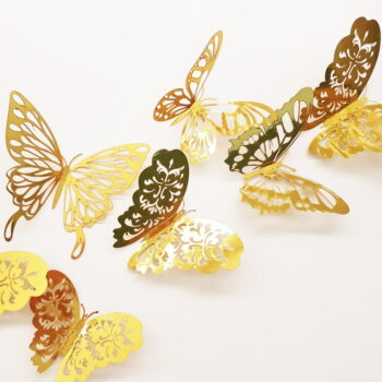 Sada 36 samolepiacich nástenných motýľov v zlatej farbe Ambiance Butterflies Gold – Obrázok 4