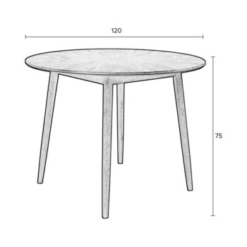 Okrúhly jedálenský stôl s doskou v dubovom dekore ø 120 cm Fabio – White Label - Image 8