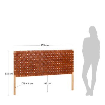 Čelo postele z týkového dreva a z kože Kave Home Calixta, 153 x 110 cm - Image 5