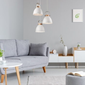 Biele závesné svietidlo s kovovým tienidlom ø 37 cm Danielle – LAMKUR - Image 2