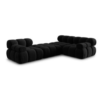 Čierna zamatová rohová pohovka Bellis – Micadoni Home – Obrázok 6