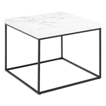 Biely konferenčný stolík s doskou v dekore mramoru 60x60 cm Barossa – Actona - Image 3