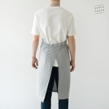 Svetlosivá ľanová zástera Linen Tales Chef, dĺžka 100 cm - Image 3
