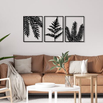 Kovové nástenné dekorácie v súprave 3 ks 118x50 cm Yakomo – Wallity - Image 4