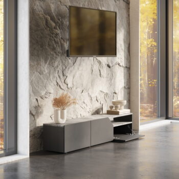 Čierny TV stolík v dekore betónu 180x38 cm Verone – TemaHome – Obrázok 6