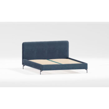 Tmavomodrá čalúnená jednolôžková posteľ s roštom 90x200 cm Barker – Ropez - Image 2