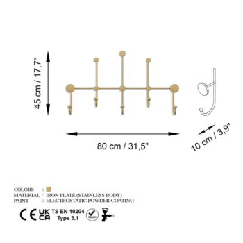 Kovový nástenný vešiak v zlatej farbe Dama – Kalune Design - Image 6
