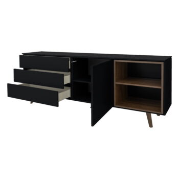 Nízka komoda v dekore orecha v čierno-prírodnej farbe 210x76 cm Plain – Tenzo – Obrázok 4