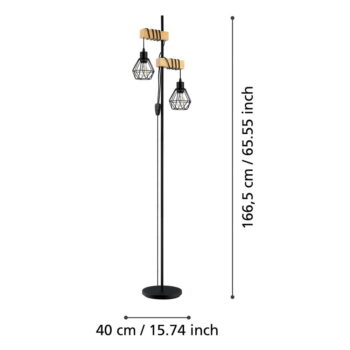 Stojacia lampa v čiernej a prírodnej farbe (výška 166,5 cm) TOWNSHEND 5 – EGLO - Image 3
