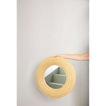 Nástenné zrkadlo s bambusovým rámom ø 60 cm Blush – Hübsch - Image 3