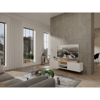 TV stolík v dekore duba v bielo-prírodnej farbe 164x35 cm Schlangen – Germania – Obrázok 6