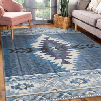 Modrý prateľný koberec 80x150 cm Ethnic Geo – Mila Home - Image 3