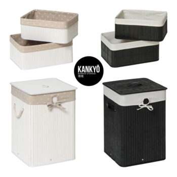 Dreveno–látkový kôš na bielizeň 62 l Kankyo – Premier Housewares – Obrázok 2