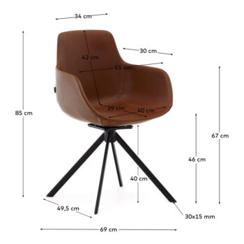 Koňakovohnedé jedálenské stoličky v súprave 2 ks Tissiana – Kave Home - Image 5